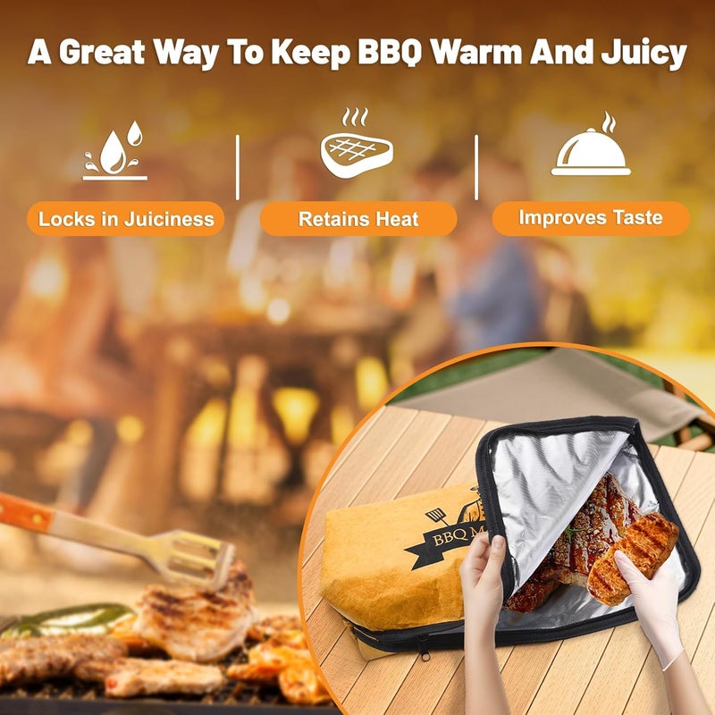 Hobychild BBQ Blanket for Resting Meat, Reusable Smoker Meat Resting Blanket with Grilling Guide, Wide Mouth Smoker Grilling Meat Insulated Resting Bag for Longer Lasting Flavor and Juiciness (BBQ Blanket 21") - Image 2